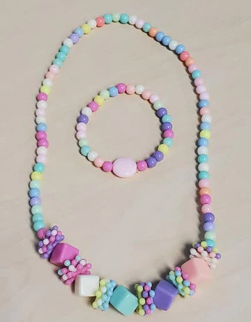 Festive Cubes Beaded Necklace & Bracelet Set