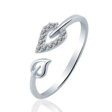 Silver with Rhinestone Leaf Toe Ring