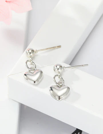 Silver Dainty Heart Earrings