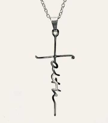 Gun Metal Faith Cross Necklace