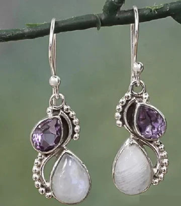 Silver Lavender Gemstone Earrings