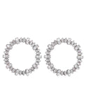 Large Silver Rhinestone Circle Earrings