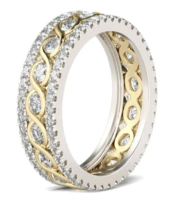 Silver & Gold Rhinestone Band Ring