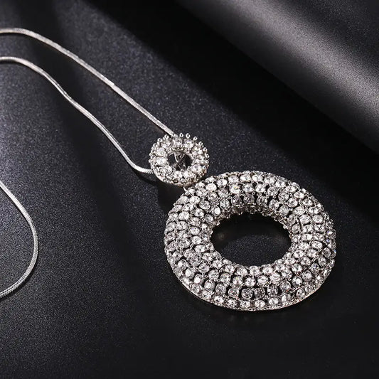 Double Hollow Rhinestone Necklace