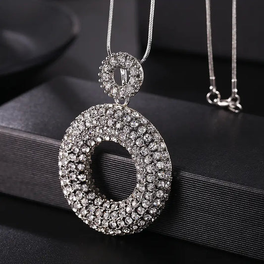 Double Hollow Rhinestone Necklace