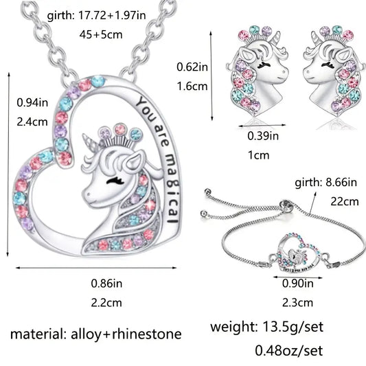 Girls Unicorn Jewelry Set