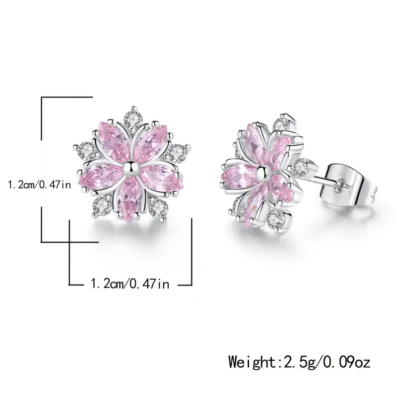 Pink Cherry Blossom Rhinestone Jewelry