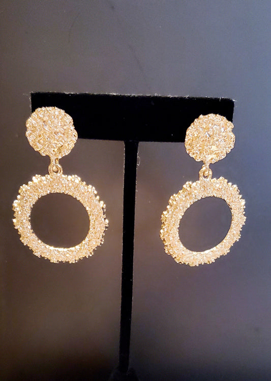 Golden Nugget Post and Ring Earrings