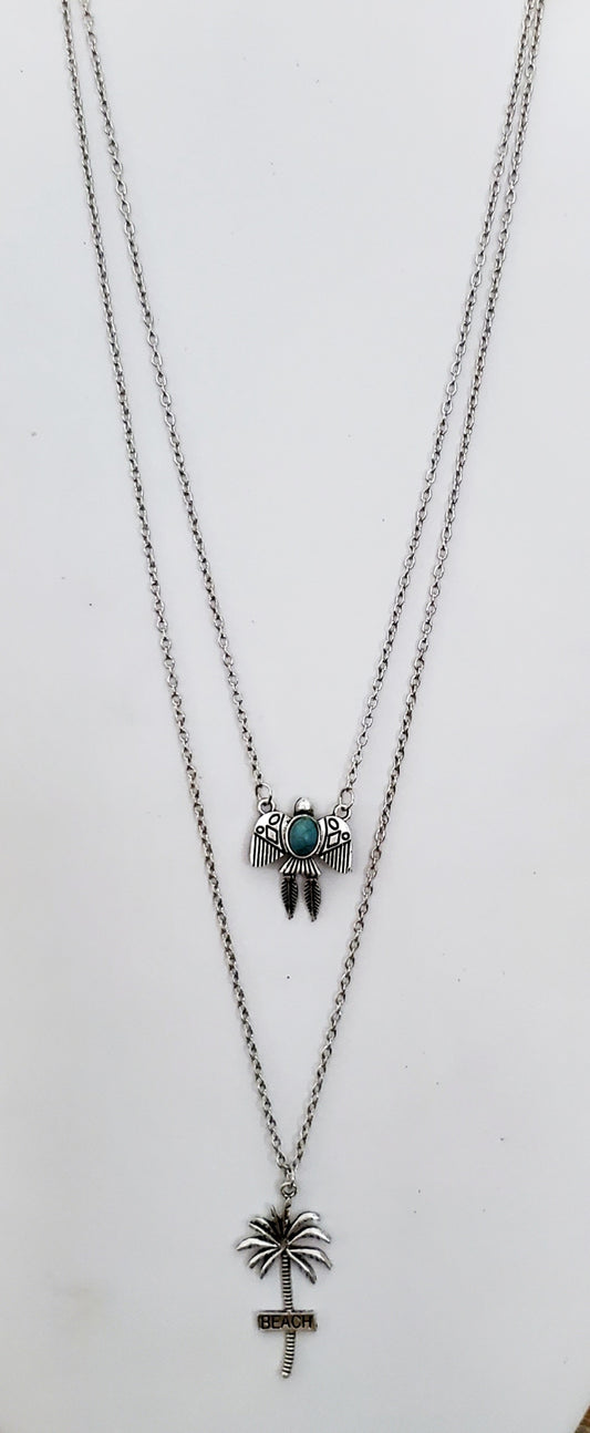 Turquoise Tortuga and Palm Tree Necklace