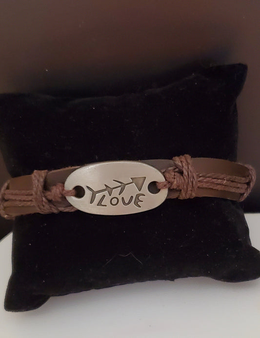 Brown "Love" Strap Bracelet