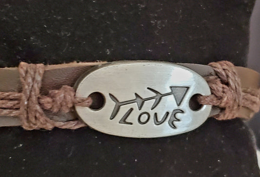 Brown "Love" Strap Bracelet