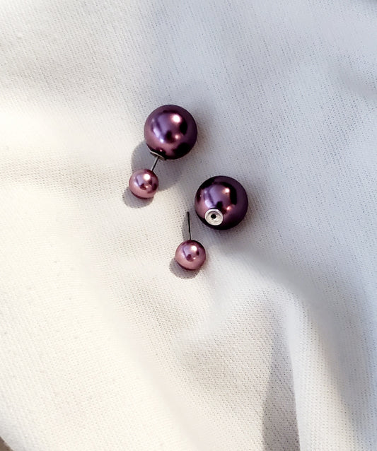 Double Ball Stud Earrings (Purple)