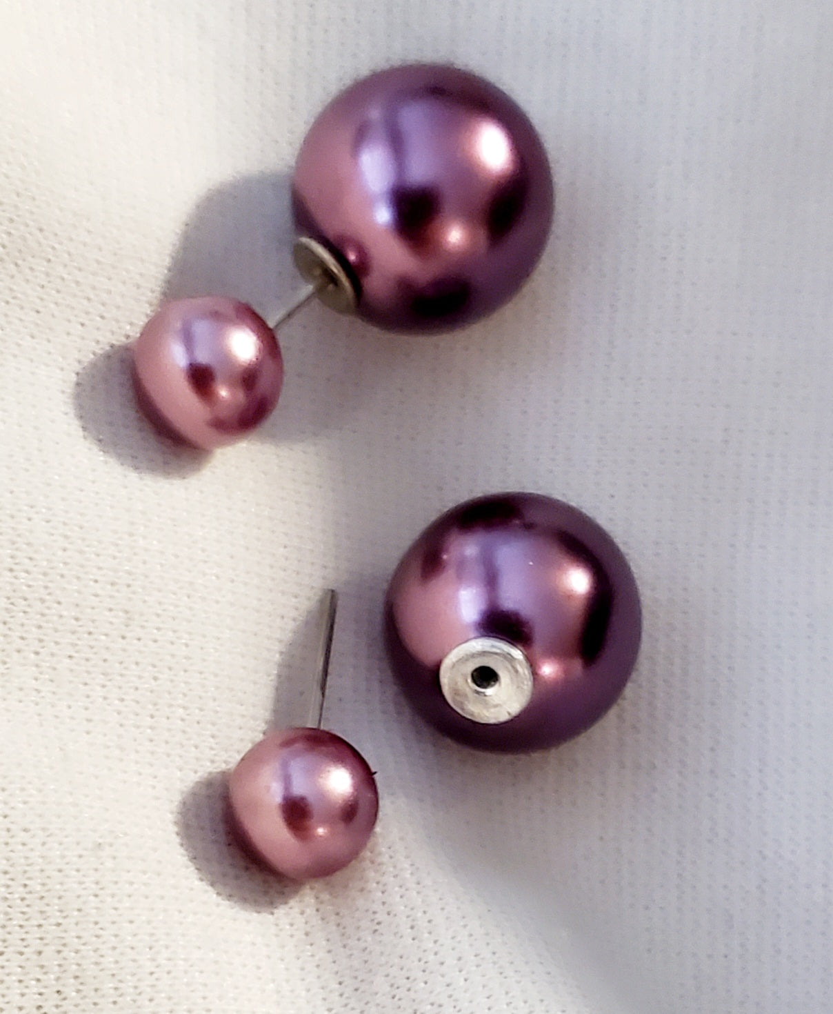 Double Ball Stud Earrings (Purple)