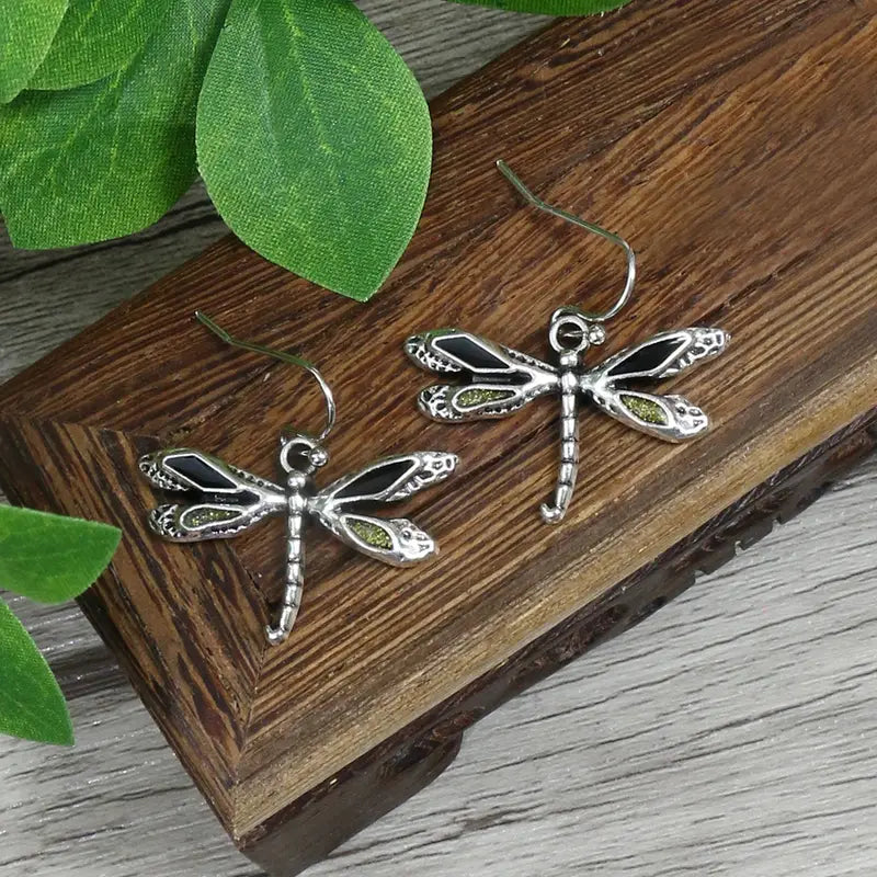 3 pc. Silver and Black Dragonfly Set