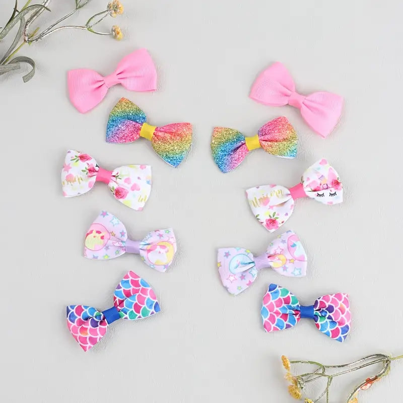 5 Pairs Colorful Hair Bow Clips