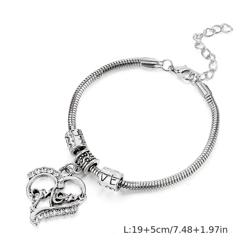 Mom Heart Charm Bracelet