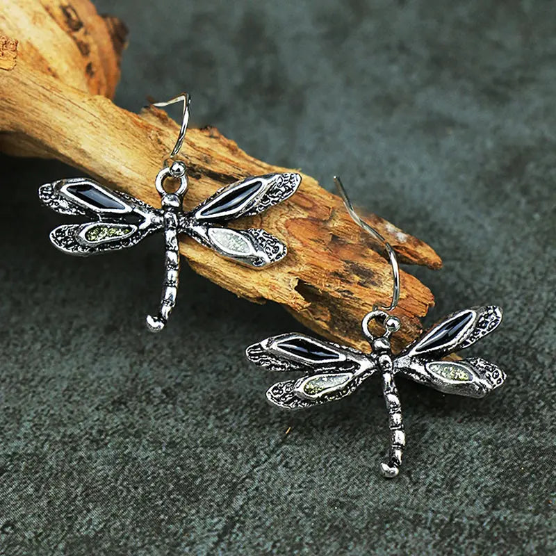 3 pc. Silver and Black Dragonfly Set