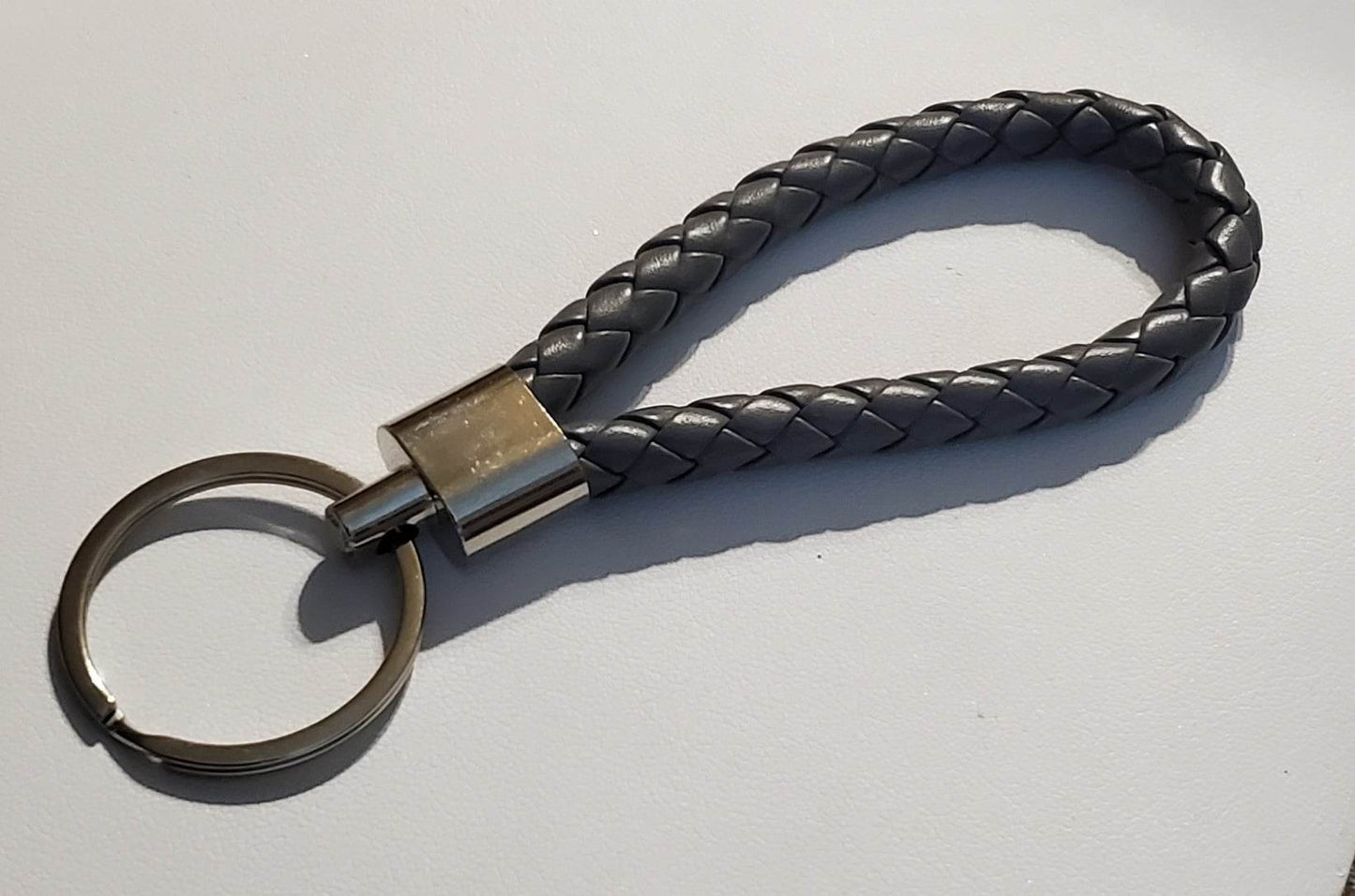 Grey Braded Keychain