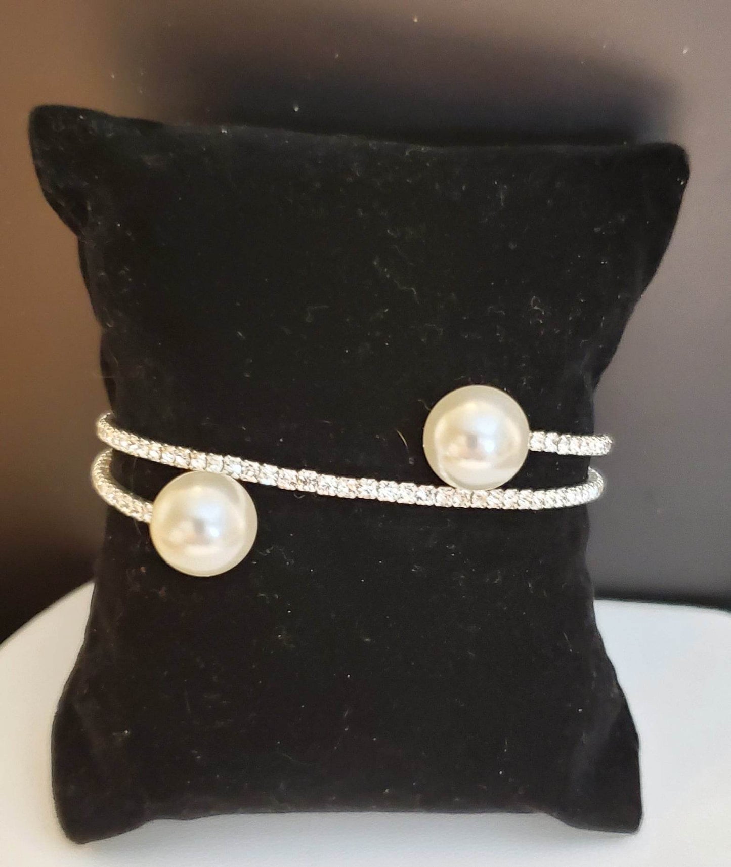 Rhinestone and Pearl Coil Bracelet