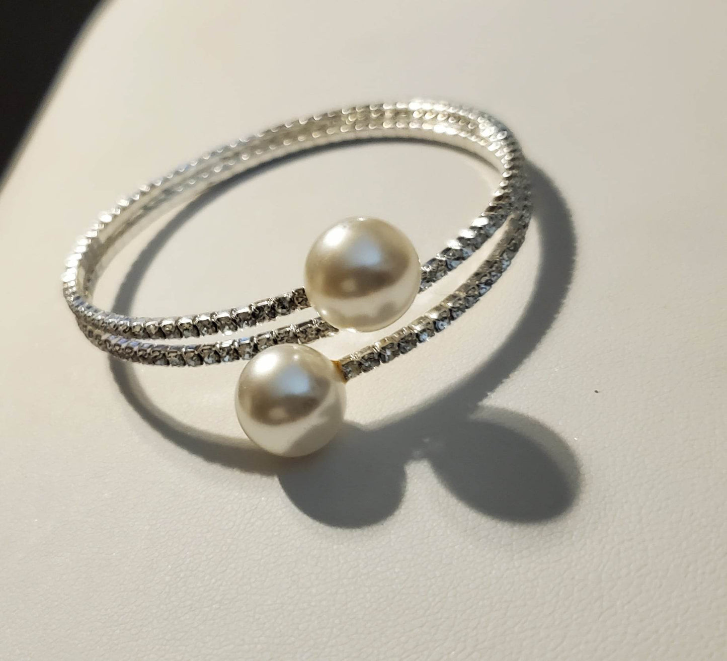 Rhinestone and Pearl Coil Bracelet