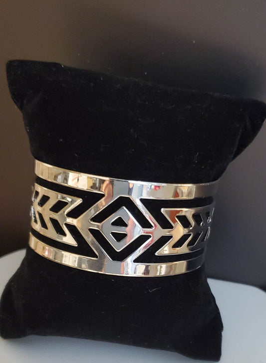 Open Chevron Silver Cuff Bracelet