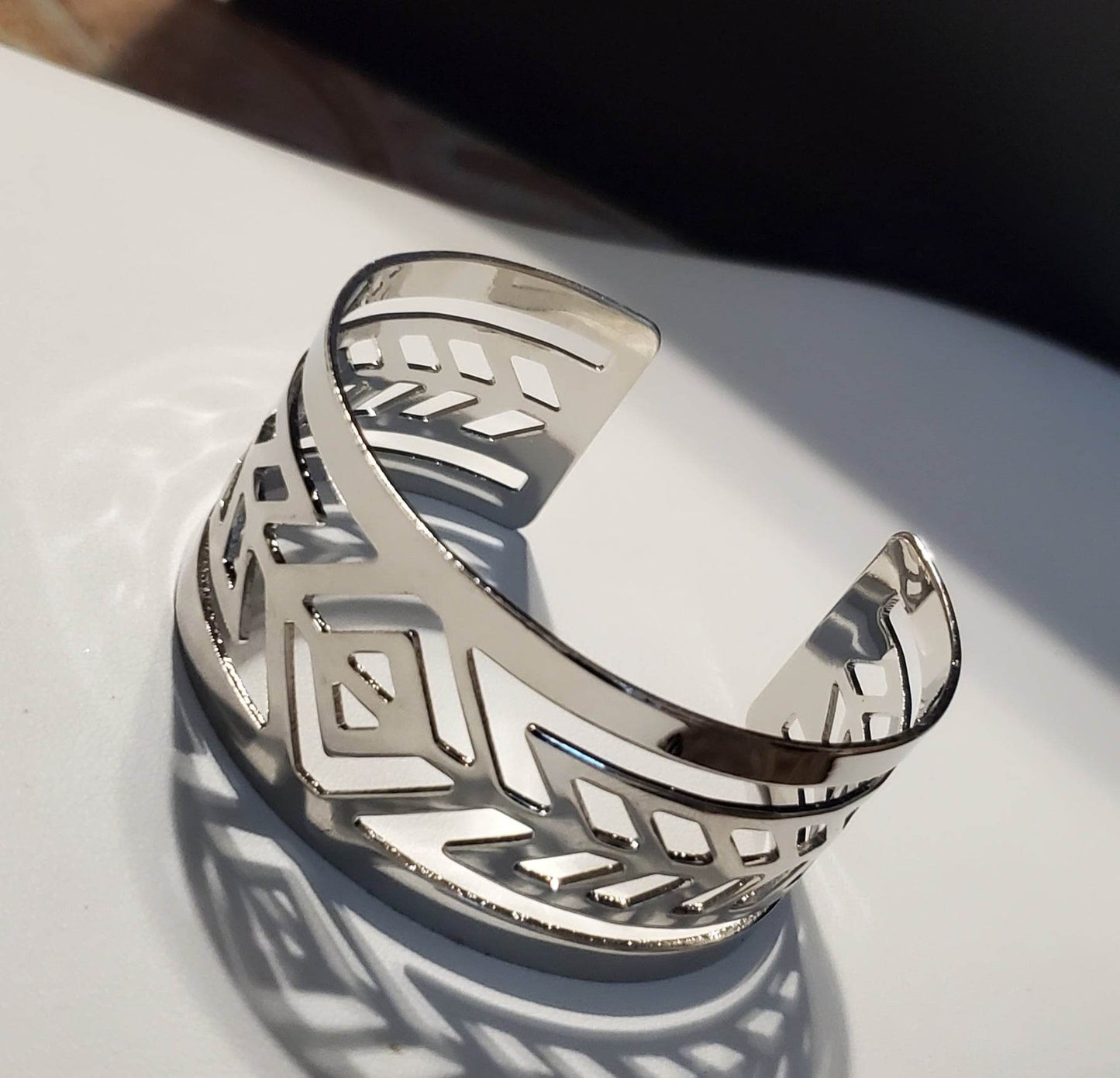 Open Chevron Silver Cuff Bracelet