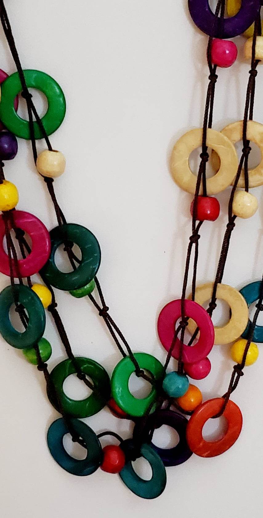 Multi-Color Wooden Disc Necklace