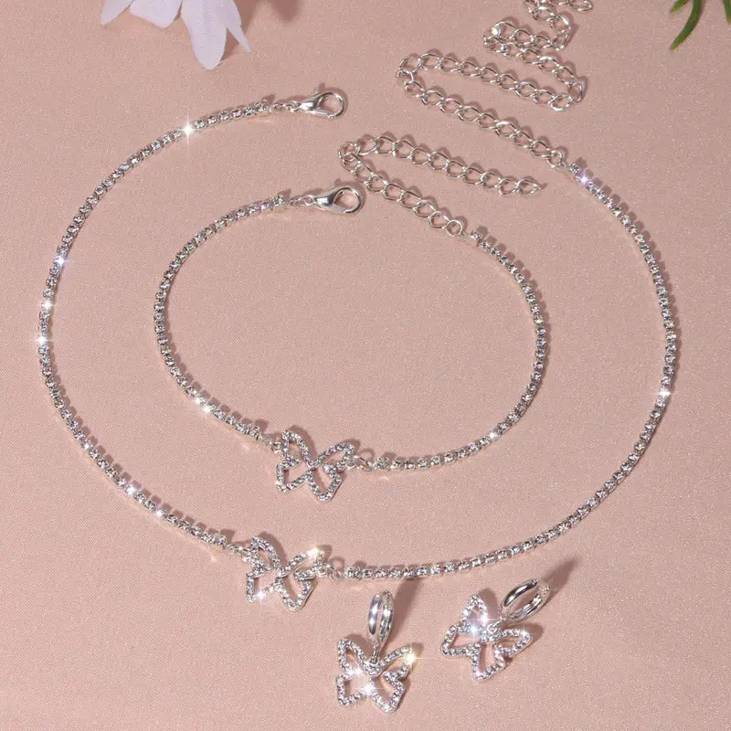 3 Pc Rhinestone Butterfly Set