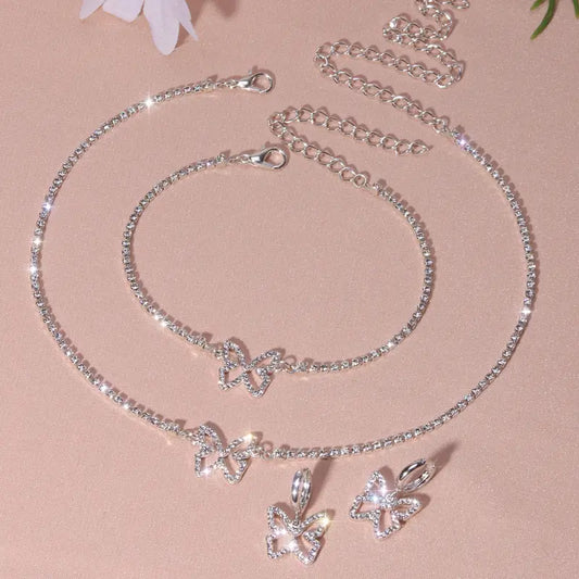 3 Pc Rhinestone Butterfly Set