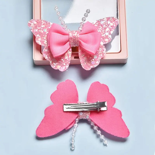 2pcs Sequin Butterfly Bow Hair Clips