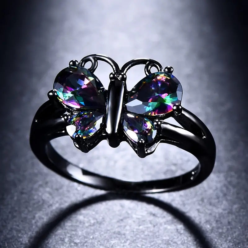 Vintage Black Butterfly Ring