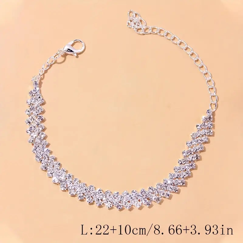 Quad Row Rhinestone Anklet