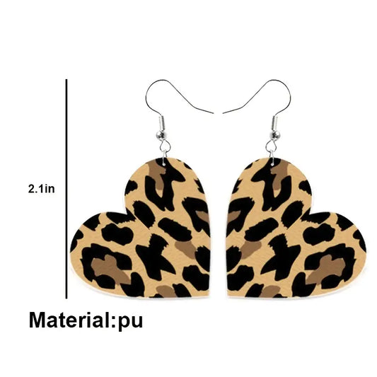 Leather Vintage Heart Earrings