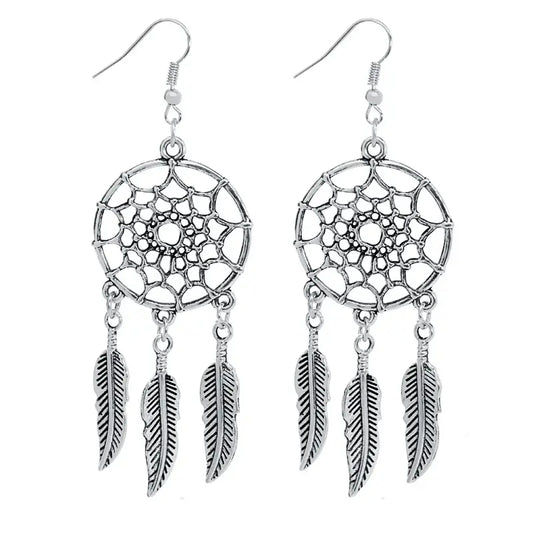 Vintage Dream Catcher Feather Earrings