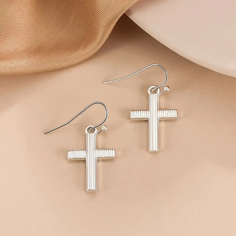 Rhinestone Cross Dangle Earrings