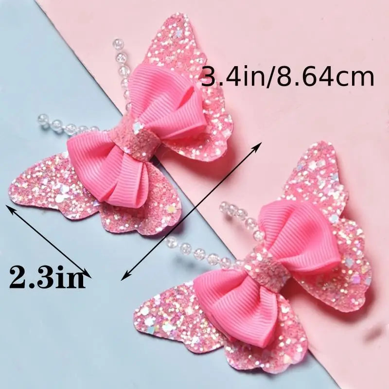 2pcs Sequin Butterfly Bow Hair Clips