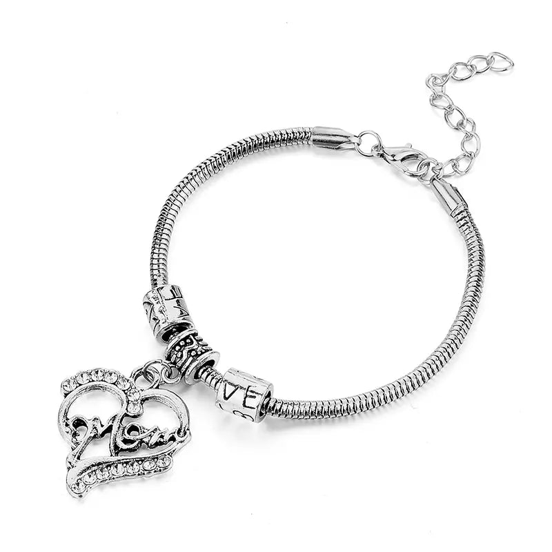 Mom Heart Charm Bracelet