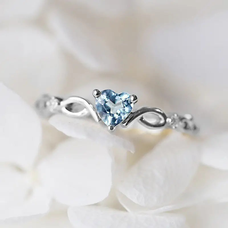 Dainty Blue Heart Ring