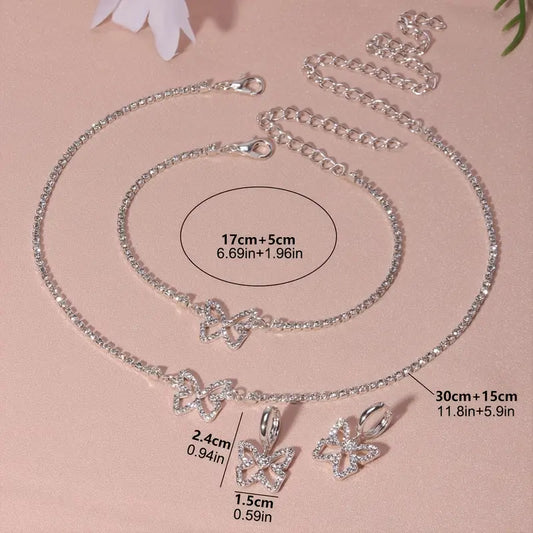 3 Pc Rhinestone Butterfly Set