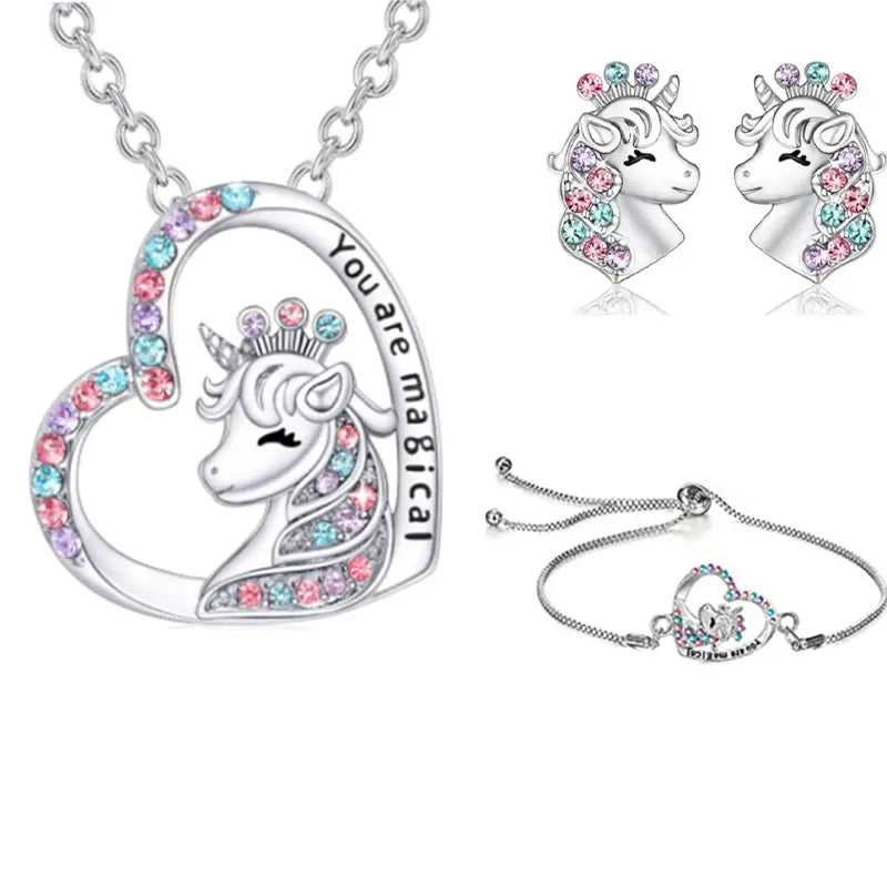 Girls Unicorn Jewelry Set