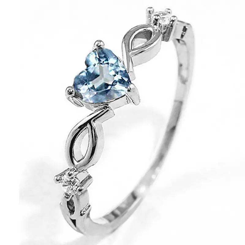 Dainty Blue Heart Ring