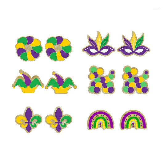 Mardi Gras Stud Earrings