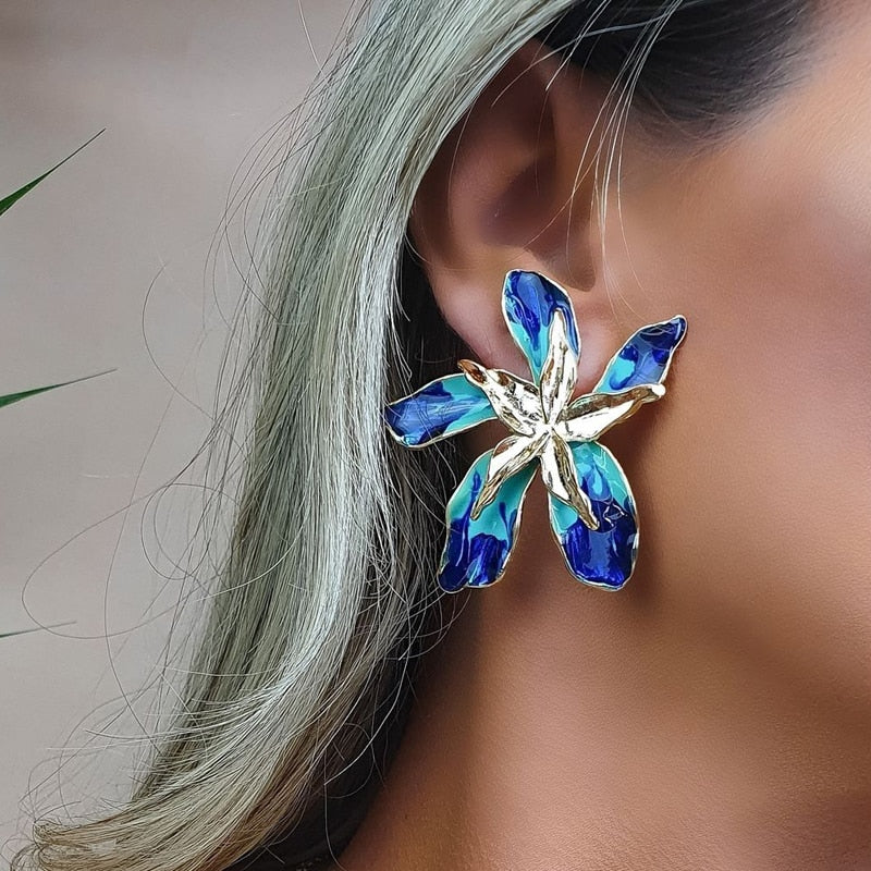 Large Tropical Flower Earrings