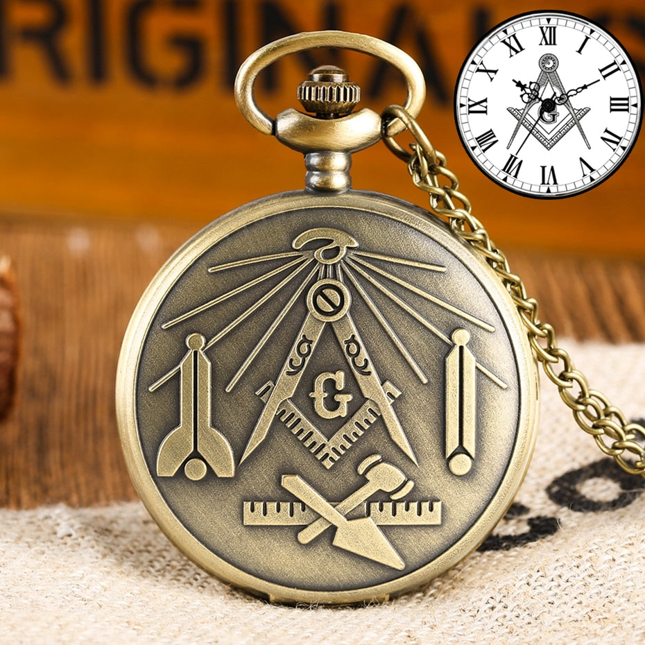 Square and Compass Mason Pocket Watch