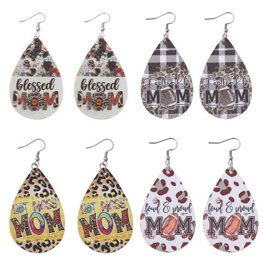 Mom Leather Teardrop Earrings