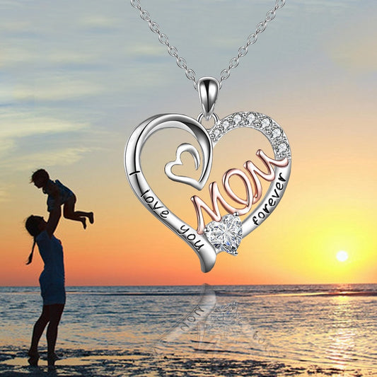 Silver Mom Heart Necklace