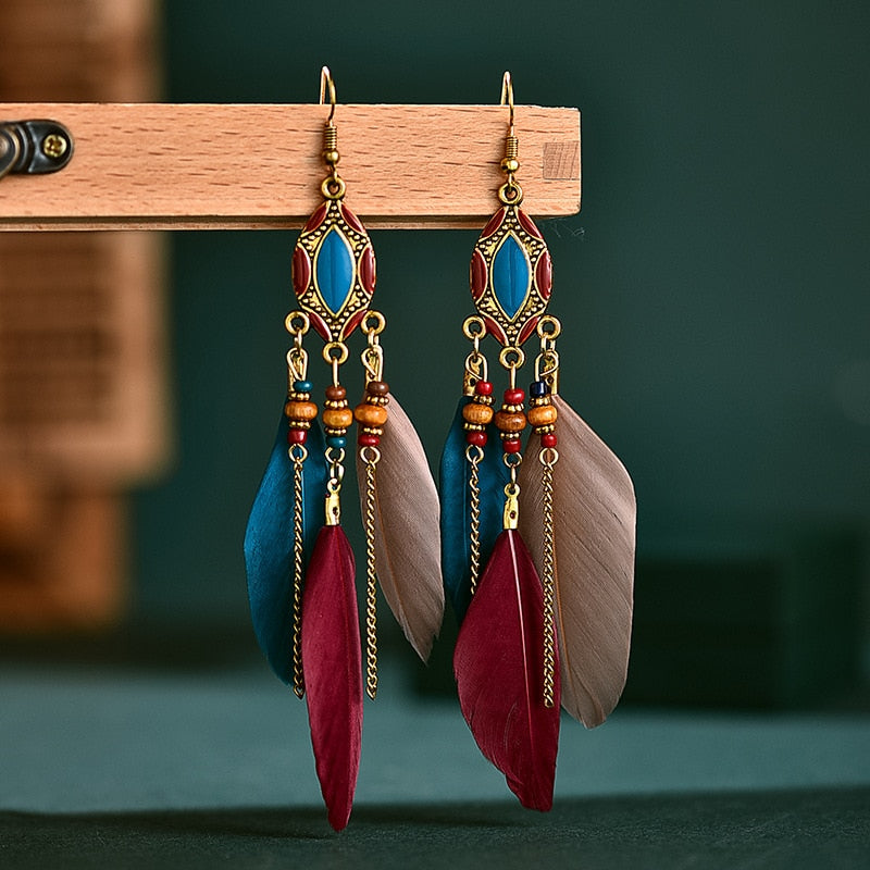 Boho Feather Earrings