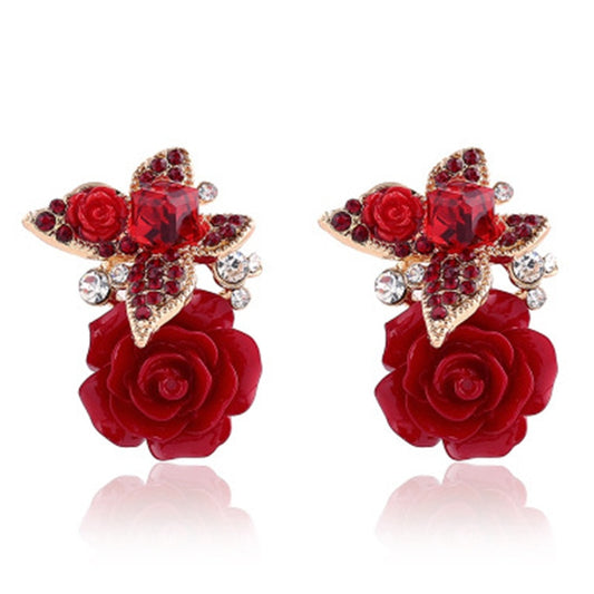 Butterfly and Rose Earrings