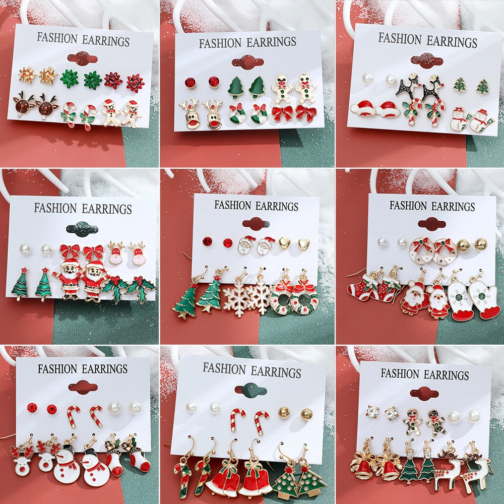 6 Pair Christmas Theme Earrings Set