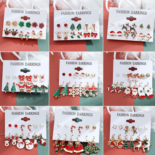 6 Pair Christmas Theme Earrings Set